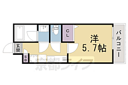 京都地下鉄東西線 西大路御池駅 徒歩9分の賃貸マンション 3階1Kの間取り