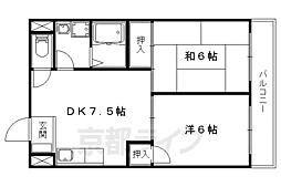 沢町ハイツ 2DKの間取図画像