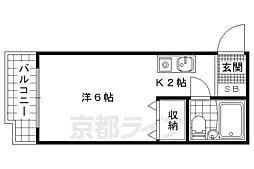プルシャン山科 1Kの間取図画像