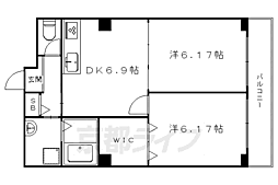 グリーンヒル北山通 2DKの間取図画像