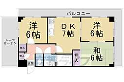 ハイムフロイデン一乗寺 3DKの間取図画像