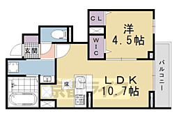 キャッスルヴュー山口 1LDKの間取図画像