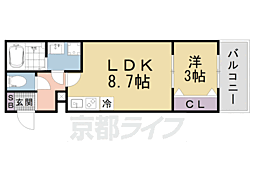 京都市山科区西野山階町アパート 1LDKの間取図画像