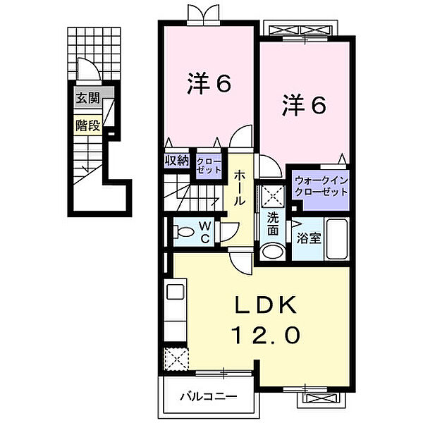 レディアン ｜広島県福山市加茂町字中野(賃貸アパート2LDK・2階・57.76㎡)の写真 その2