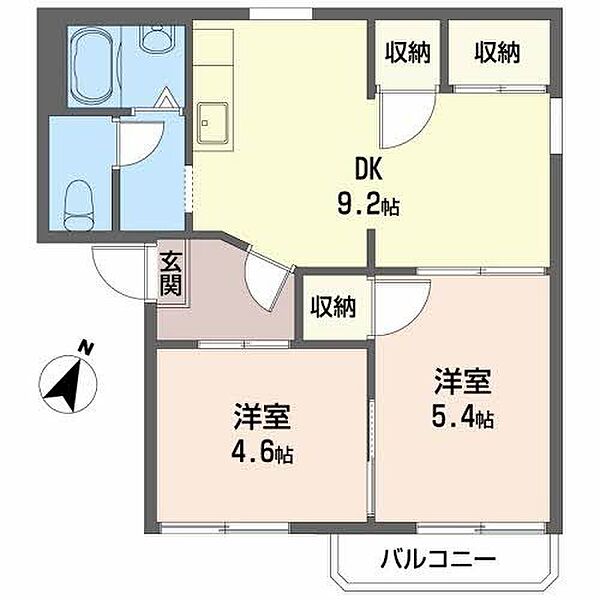 グランドール多治米　Ｂ棟 ｜広島県福山市多治米町2丁目(賃貸アパート2DK・2階・43.71㎡)の写真 その2