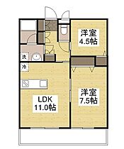 Ｆｕｊｉｋｉ　Ｃｏｒｐｏ　1Ｌ・2Ｌ  ｜ 広島県福山市神辺町大字川南（賃貸アパート2LDK・3階・53.32㎡） その2