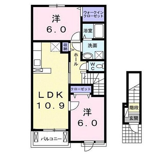 フォレストリー駅家Ｂ ｜広島県福山市駅家町大字江良(賃貸アパート2LDK・2階・57.21㎡)の写真 その2