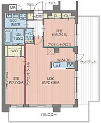 プレジオ北綾瀬ASIAN 2LDKの間取図画像
