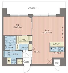プレジオ葛西ASIAN 1LDKの間取図画像