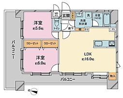 ビッグヴァン横浜アクティブシティ 2LDKの間取図画像