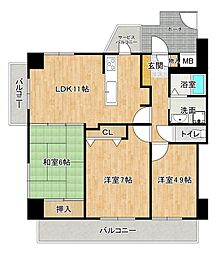 プレステージ明石魚住2 3LDKの間取図画像