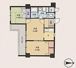 朝日プラザ道頓堀東 2DKの間取図画像