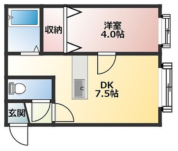 クルーズハウス東区役所前 203｜北海道札幌市東区北十条東6丁目(賃貸アパート1DK・3階・22.27㎡)の写真 その2