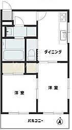 第13大宮ハイツ 2DKの間取図画像