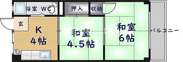 UMマンション ｜大阪府八尾市山本町南3丁目(賃貸マンション2K・3階・30.78㎡)の写真 その2