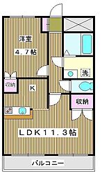 グレースヴィラS.T. 1LDKの間取図画像