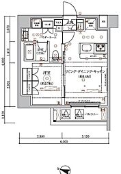 アルコバレーノ蓮根2 1LDKの間取図画像
