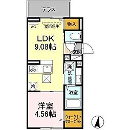 アナシエ徳丸 1LDKの間取図画像