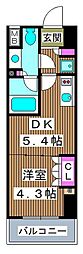 ルフォンプログレ赤塚 1DKの間取図画像