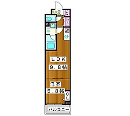 PRIMEGARDENWAKAGI 1LDKの間取図画像