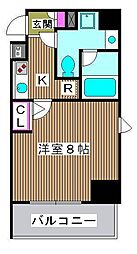 プレール・ドゥーク板橋2 1Kの間取図画像