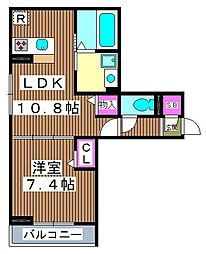 アンジュール北町 1LDKの間取図画像