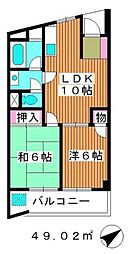 三高徳丸パークハイツ 2LDKの間取図画像