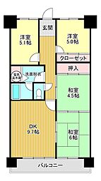 グラン・ドムール津高 4DKの間取図画像