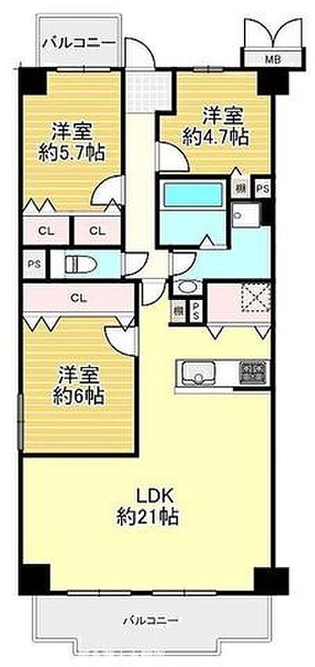 3LDK 間取り