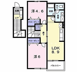 エヴァーグリーン吉富A棟 2LDKの間取図画像