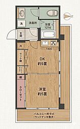 自由ヶ丘第3コーポ 2DKの間取図画像