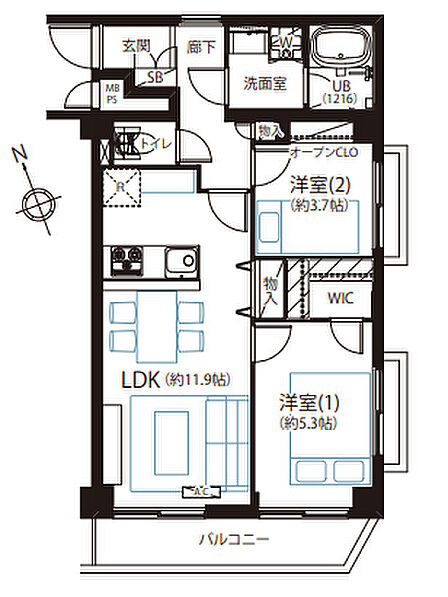 2LDK 間取り