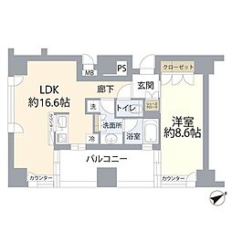 ザ・タワー芝浦 1LDKの間取図画像