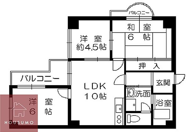 南千里ハイツ 202｜大阪府吹田市千里山西6丁目(賃貸マンション3LDK・2階・55.72㎡)の写真 その2