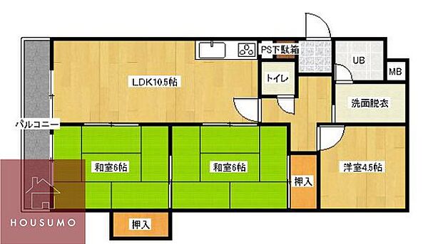 大阪府吹田市春日4丁目(賃貸マンション3LDK・5階・62.00㎡)の写真 その2