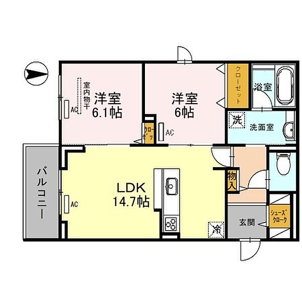 FORTUNA江坂 ｜大阪府吹田市江の木町(賃貸マンション2LDK・2階・64.50㎡)の写真 その2