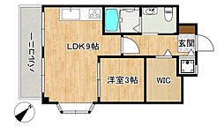 ロマネスク渡辺通第2 1LDKの間取図画像