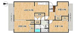パークハイツ平尾山荘24棟 3LDKの間取図画像