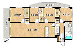 ロイヤルマンション西新 4LDKの間取図画像
