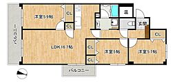 ロワールマンション前原2 3LDKの間取図画像