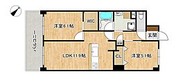 シティマンション平尾1 2LDKの間取図画像