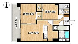 東峰マンション西公園 2LDKの間取図画像