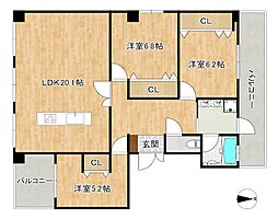 エステートマンション大濠相場ビル 3LDKの間取図画像