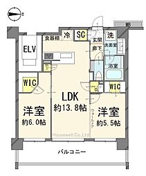 サンクレイドル新越谷 2LDKの間取図画像