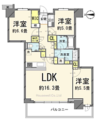 幕張ベイパークミッドスクエアタワー 3LDKの間取図画像