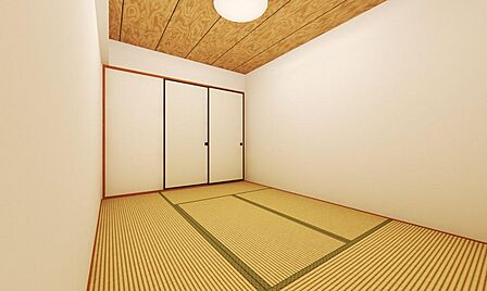 和室6畳部分、家具等を消したイメージパース写真です