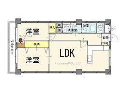 パールハイツ原山 2LDKの間取図画像