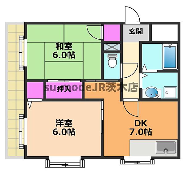 735柳ビル ｜大阪府高槻市栄町1丁目(賃貸マンション2DK・5階・45.36㎡)の写真 その2