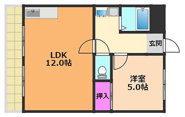 石田ハイツ ｜大阪府高槻市芝生町2丁目(賃貸マンション1LDK・1階・40.00㎡)の写真 その2