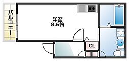 Re.メゾン桃谷 ワンルームの間取図画像